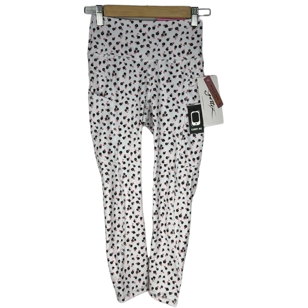NWT Gottex Floral Phone Pocket Polka Athletic Legging Pants Womens Size XS